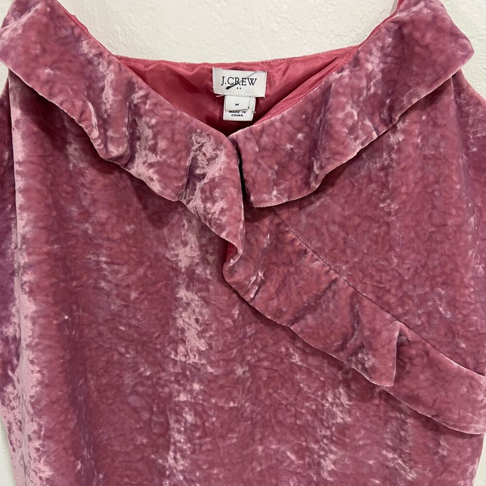 J.Crew Pink Purple Crushed Velvet Ruffle Tank Top Size Medium New - Picture 3 of 10